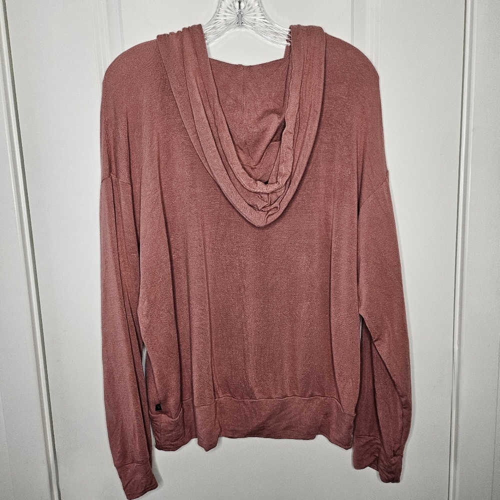 Victoria’s Secret Top L Dusty Rose Hooded Drawstring V-Neck Athletic Athleisure - Picture 3 of 9